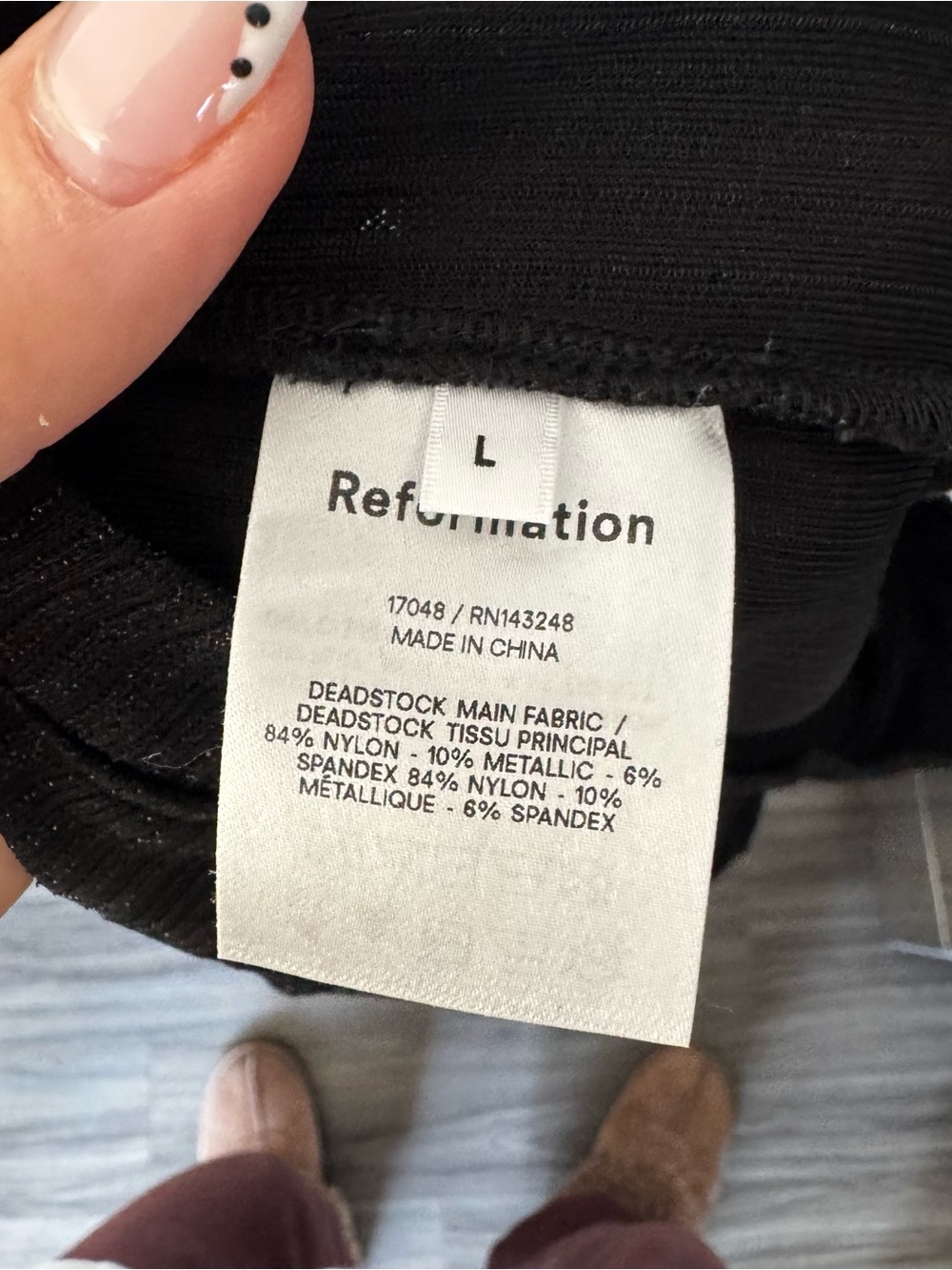 Reformation Black Sparkly Largo Pant Wide Leg Knit Trousers Size Large - Picture 8 of 10